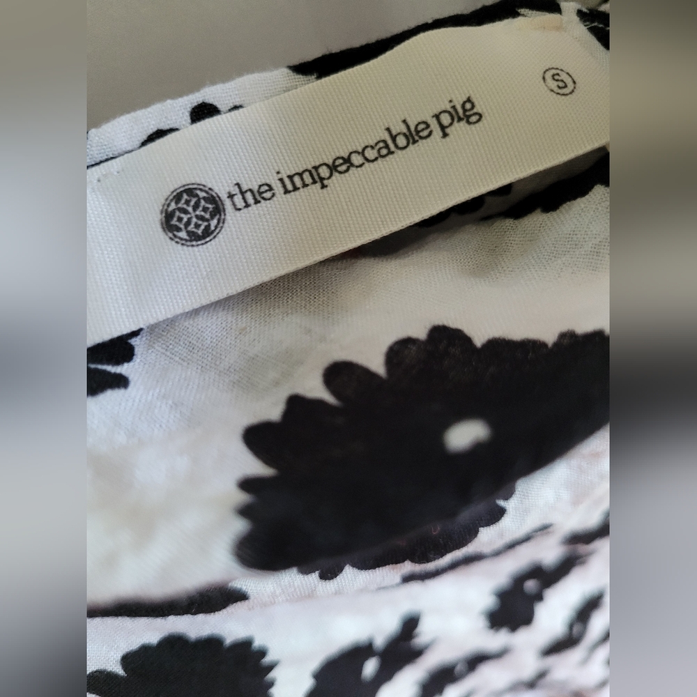 The Impeccable Pig Black/White Floral Summer Dress Size S - Picture 3 of 4